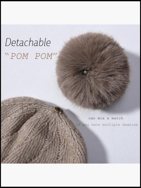 Wool Blend Beanie & Scarf Set with Detachable Pom Pom, Winter Hat Scarf Set main image 6